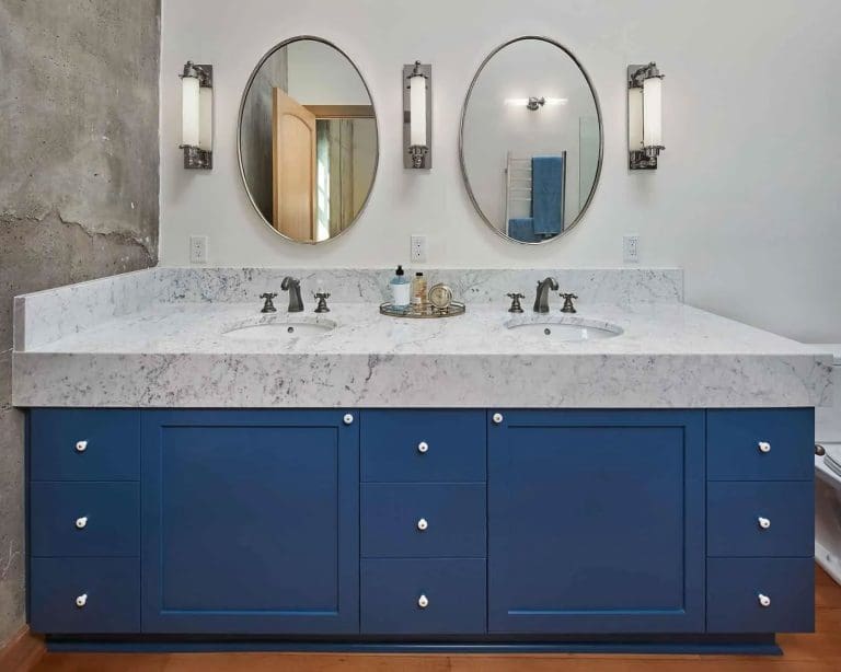 Bath in blue vanity