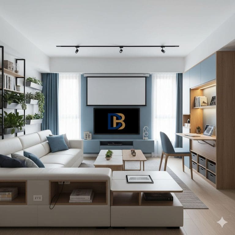 Small room having Dapper Builders logo on screen