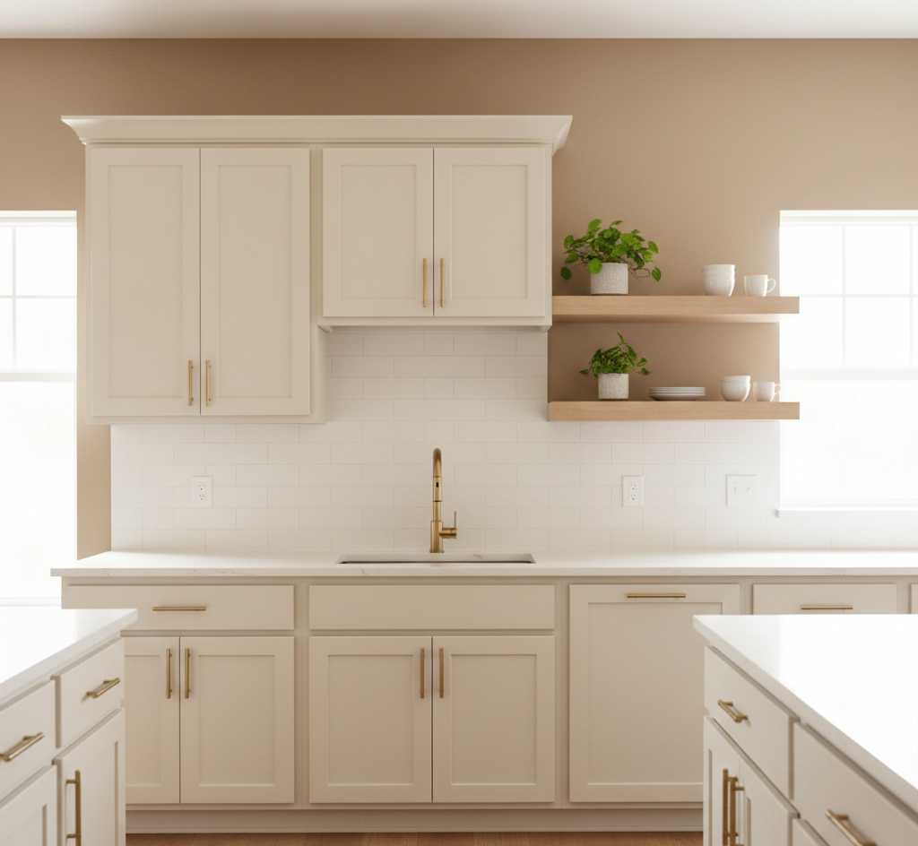 Kitchen color schemes for modern design with neutral tones and warm wood accents