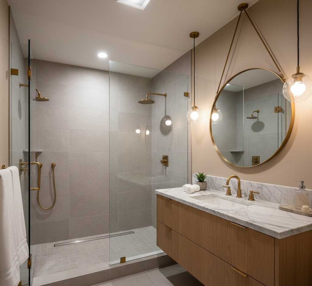 Beautiful finished bathroom remodel in Franklin Tennessee showing high-quality materials that increase home value