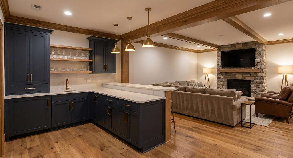 Nashville basement finishing cost example showing completed renovation
