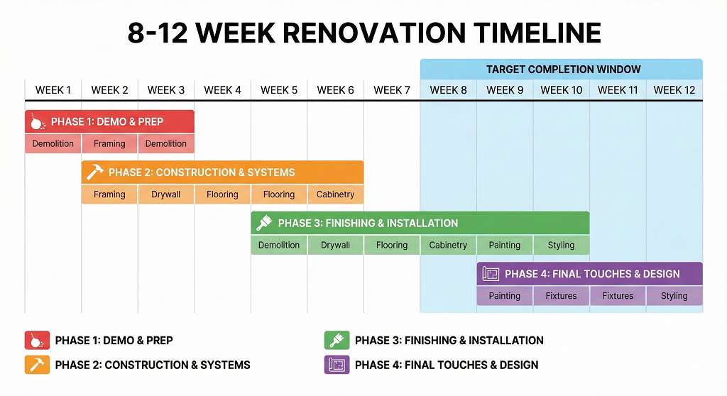 Home renovation timeline showing typical project duration in Nashville