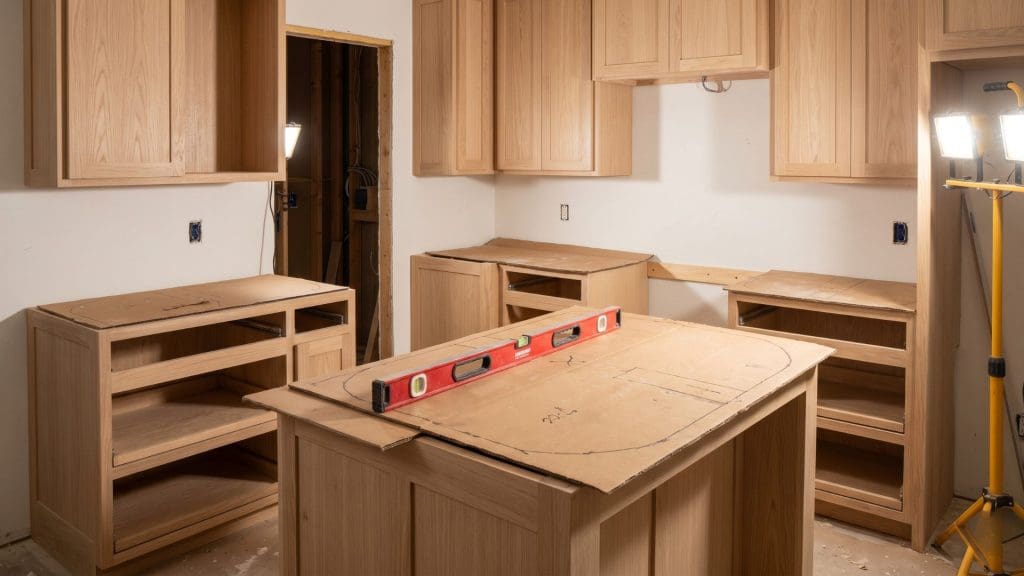 Nashville kitchen renovation in progress with new cabinet installation 