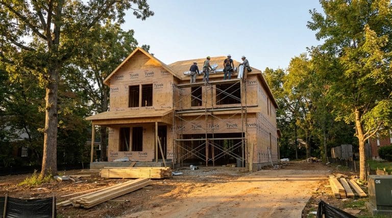 New home framing and mechanical rough-in during a Nashville rebuild